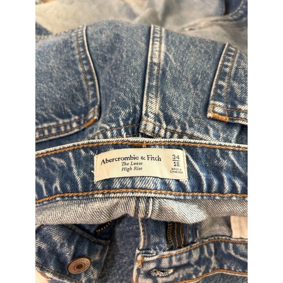 Abercrombie & Fitch Jeans Women The Loose High Rise Blue Denim Size 34/18L Plus - Picture 1 of 4